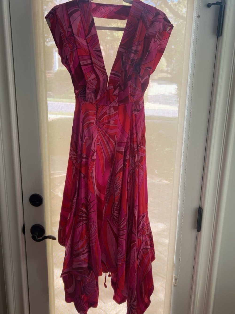 NWT FARM Rio Endless Summer Red V Neck Midi Dress XS $298